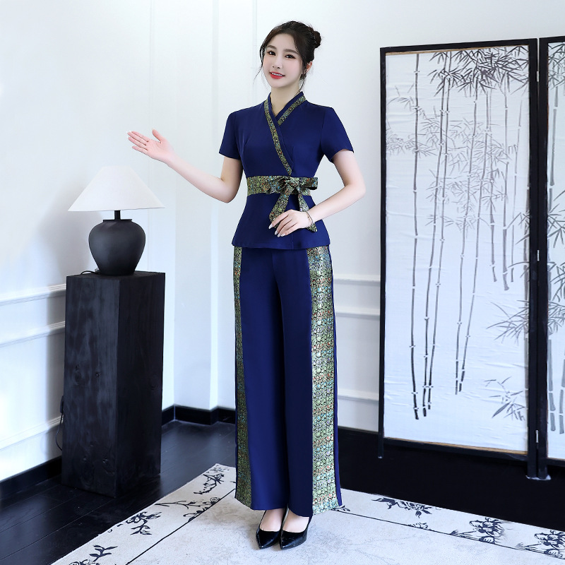Spa Wellness Usa - タイのウェルネスセンター女性用スパフットマッサージ技術者作業服半袖ポリエステル繊維セット春秋用