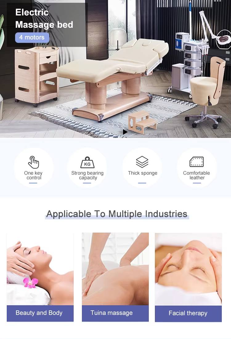カスタマイズカラー木目調ベース電動マッサージテーブルベッド、 - Spa Wellness Usa のレビューと価格